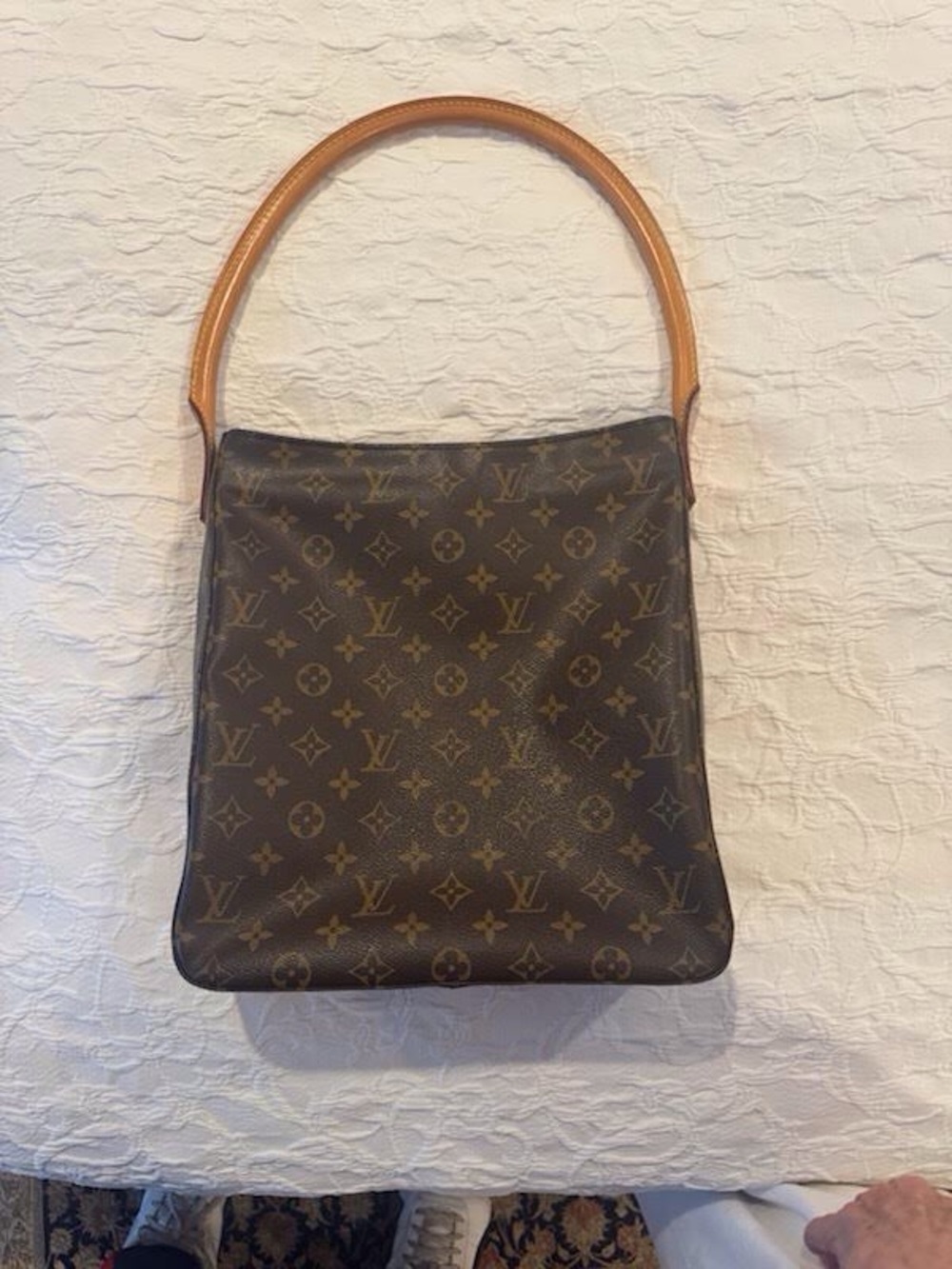 Louis Vuitton Monogram Looping Shoulder Bag with Tan Handle